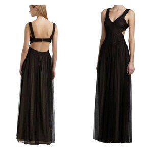 BCBG Maxazria Mara Bandage Tulle Black Maxi Dress Gown Size 8 Prom Home Coming